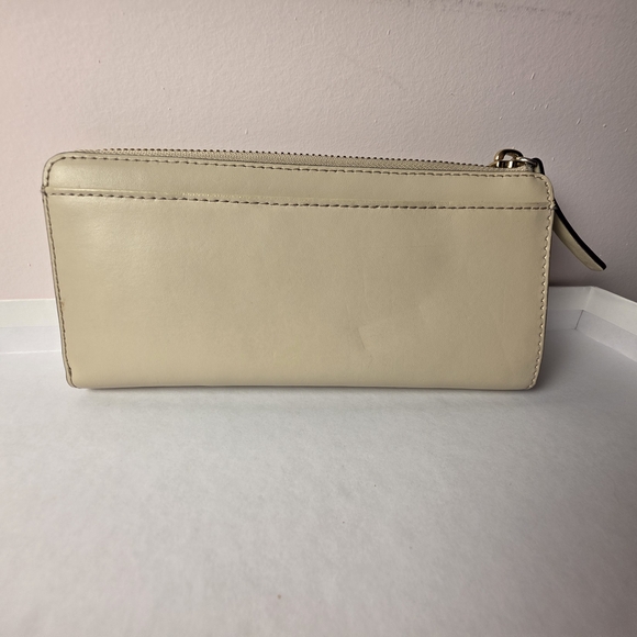 Kate Spade Laurel Way Bow Beige Leather Zip Around Continental Wallet - Picture 2 of 9